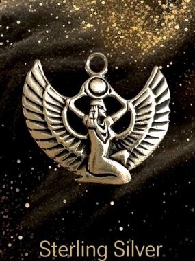 Pharaonic Cleopatra egyptian goddess Isis Sterling Silver Winged